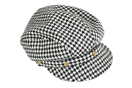 black and white peaked cap over white backgroundの写真素材