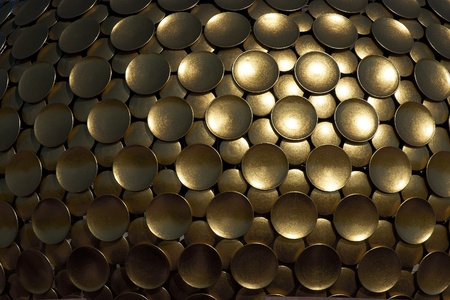 Background of golden discs. Detail of temple dome.のeditorial素材
