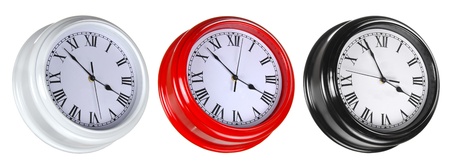 Set of three street clocks isolated on whiteの写真素材