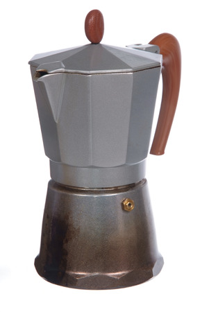 Old  italian coffee maker isolated on whiteの写真素材