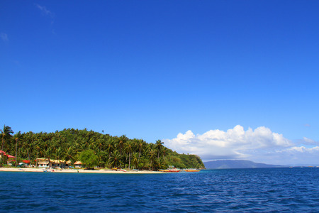 Paradise tropical beach and boatsの写真素材