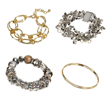 silver bracelet isolated on whiteの写真素材