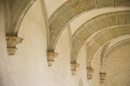 row of old ancient ceiling arches in Oaxaca museum, Mexicoの写真素材