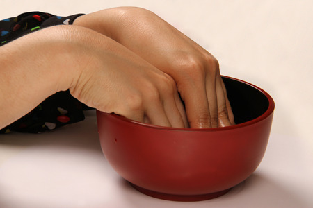 close up of a hand treatment process, body careの写真素材