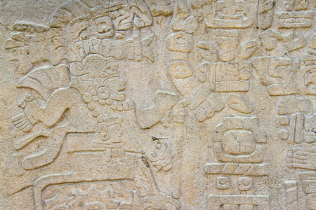 Carved stone of the ruins of Monte Alban, Oaxaca, Mexicoの写真素材