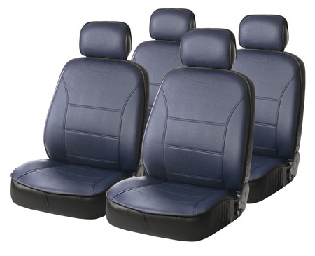 set of blue car seats isolated on whiteの写真素材