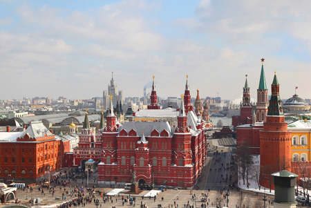 View on Moscow Kremlin and Historical museum, Russiaのeditorial素材