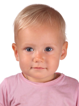 portrait of a little girl in pinkの写真素材