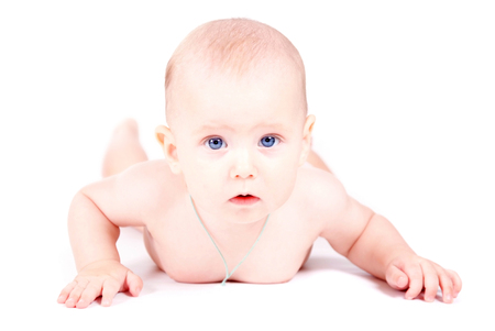 little baby girl on whiteの写真素材