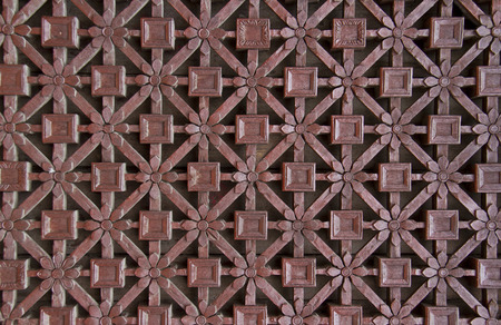 delicate carved wooden window latticeの写真素材