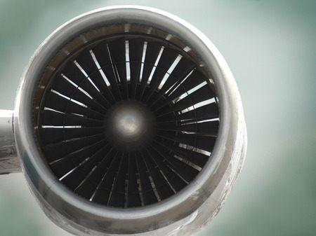 close up of airplane turbine