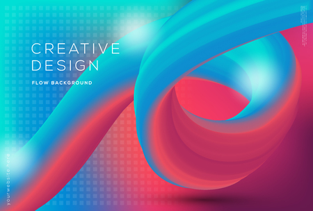 3d flow dynamic shapes composition with gradient color backgroundのイラスト素材