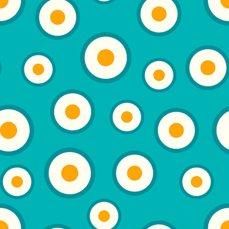 Retro seamless pattern on turquoise background. V Vector illustration. Abstract wallpaper. Colorful geometric pattern with circlesのイラスト素材