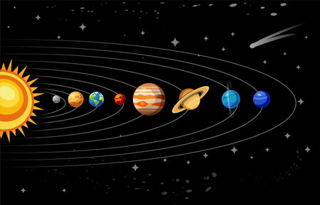 Solar System Planets in Order, Vector Illustration