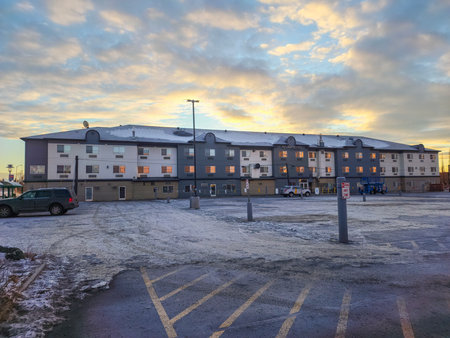 Anchorage Skyline at Winter Sunset with Four Points by Sheraton Hotel 24.12.2025のeditorial素材