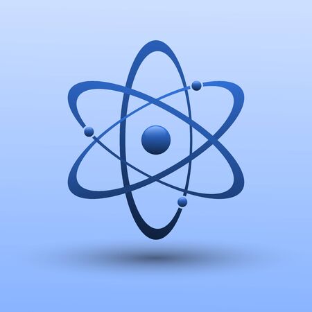 Atom icon in flat design. molecule symbol or atom symbol isolated. Vector illustration.のイラスト素材