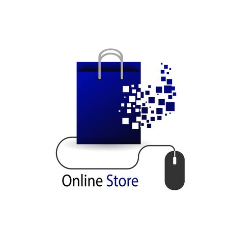Online shop, online store logo. Logotype For business. isolated vector illustration.のイラスト素材