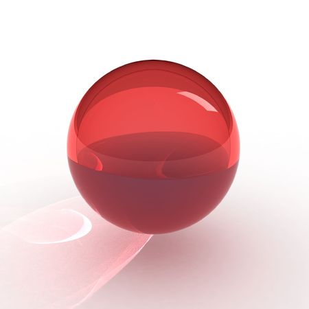 3d red ball with causticの写真素材