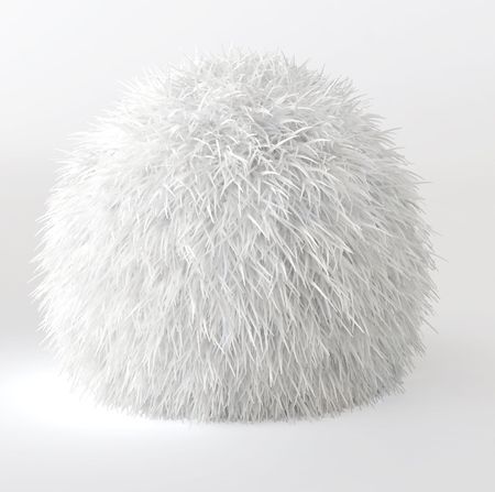 3d render of white fur funny ballの写真素材