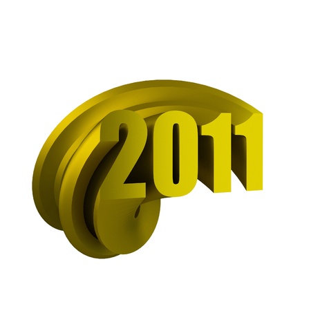 3d render of gold 2011 logo on white