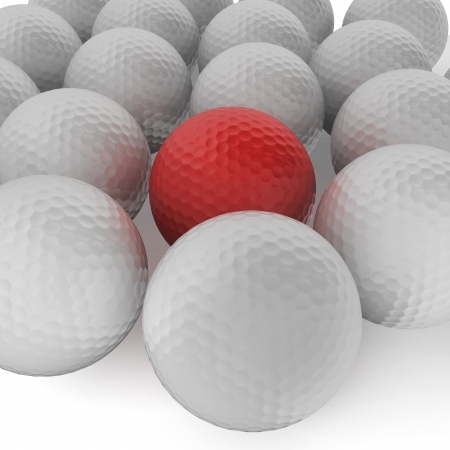 Group of golf balls. 3d illustration on white background の写真素材
