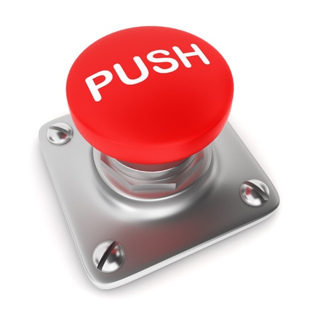 Red button. 3d illustration on white background 