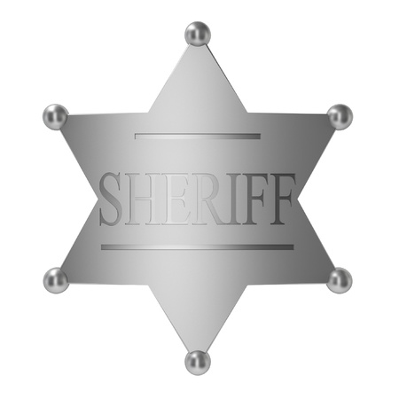 Sheriff badge. 3d illustration on white backgroundの写真素材
