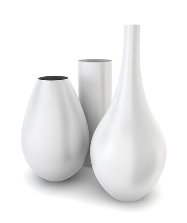 Set of three modern vases. 3d illustration on white background の写真素材