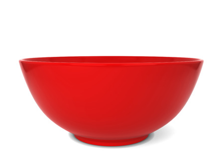 Empty bowl. 3d illustration isolated on white backgroundの写真素材