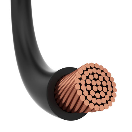Copper cable. 3d illustration isolated on white backgroundの写真素材
