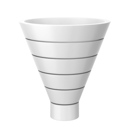 Funnel chart. 3d illustration isolated on white backgroundの写真素材