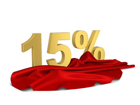 Discount sign with cloth cover. 3d illustration isolated on white backgroundの写真素材