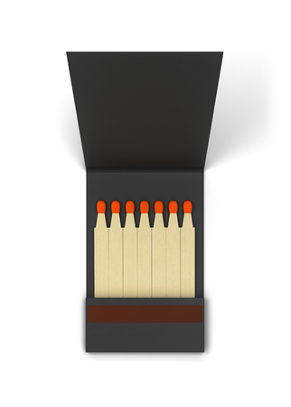 Paper book of matches mockup. 3d illustration isolated on white backgroundの写真素材