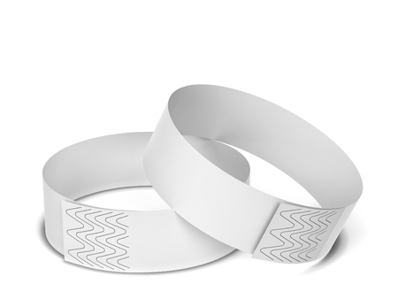 Blank paper event bracelet. 3d illustration isolated on white backgroundの写真素材