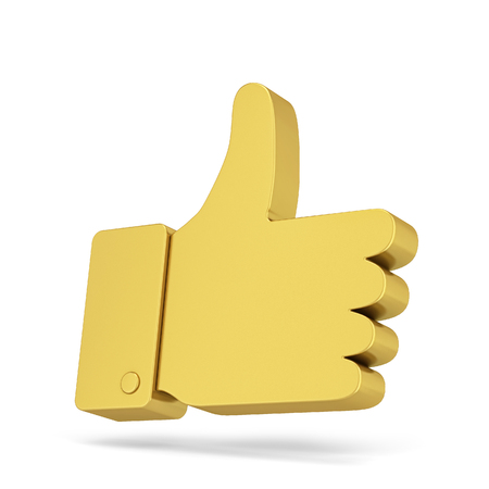 Like thumb up social network symbol. 3d illustration isolated on white backgroundの写真素材