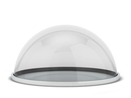 Glass dome on a stand. 3d illustration isolated on white backgroundの写真素材