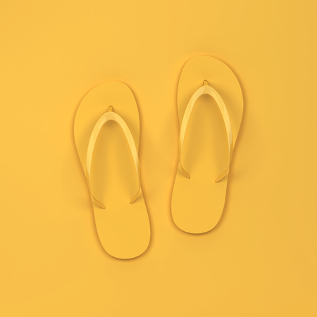 Blank pair of flip flops mockup. 3d illustrationの写真素材