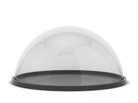 Glass dome on a stand. 3d illustration isolated on white backgroundの写真素材