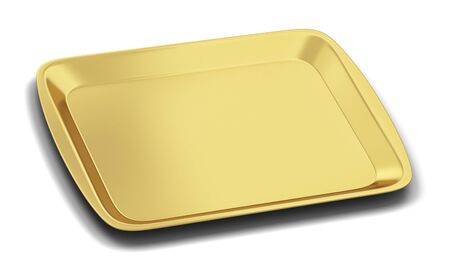 Blank plastic tray for food. 3d illustration isolated on white backgroundの写真素材
