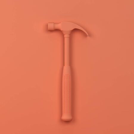 Hammer on a background plane. 3d illustration. Minimal concept の写真素材