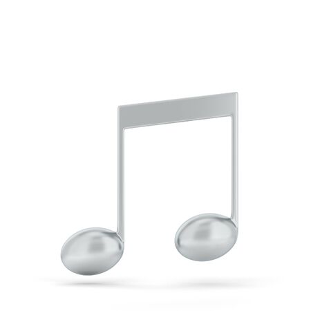 Single music note. 3d illustration isolated on white backgroundの写真素材