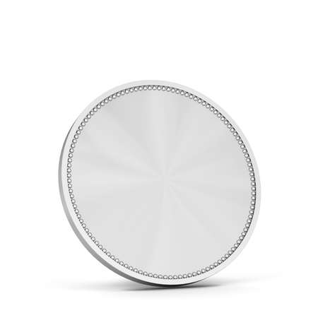 Empty silver coin. 3d illustration isolated on white backgroundの写真素材