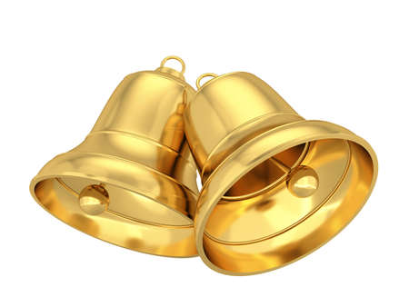Shiny christmas bell. 3d illustration isolated on white backgroundの写真素材