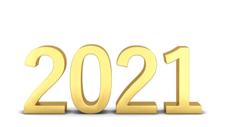 2021 text. New year sign. 3d illustration isolated on white background