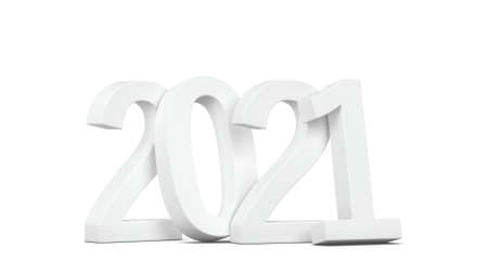 2021 text. New year sign. 3d illustration isolated on white background