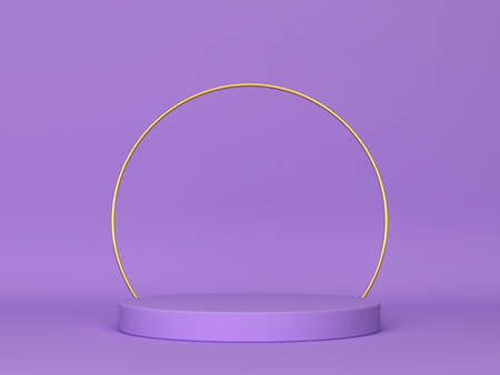 Podium with a round frame. Minimal scene. 3d illustrationの写真素材