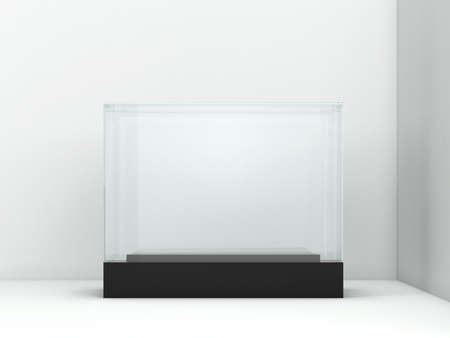 Empty glass display. 3d illustration isolated on white background