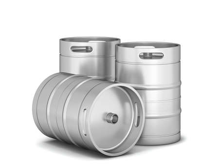 Metal beer keg. 3d illustration isolated on white background