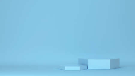 Hexagonal podiums. 3d illustration. Minimal conceptの写真素材