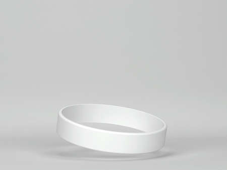Blank rubber wristband mockup. 3d illustration on gray backgroundの写真素材
